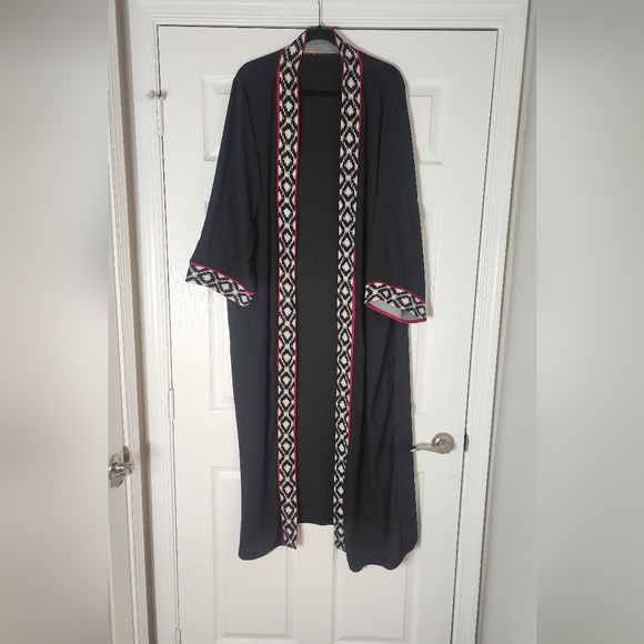 Embroidered Bohemian Kimono Palestanian Jordanian Tatreez Cardigan shawl open ab - Picture 2 of 5